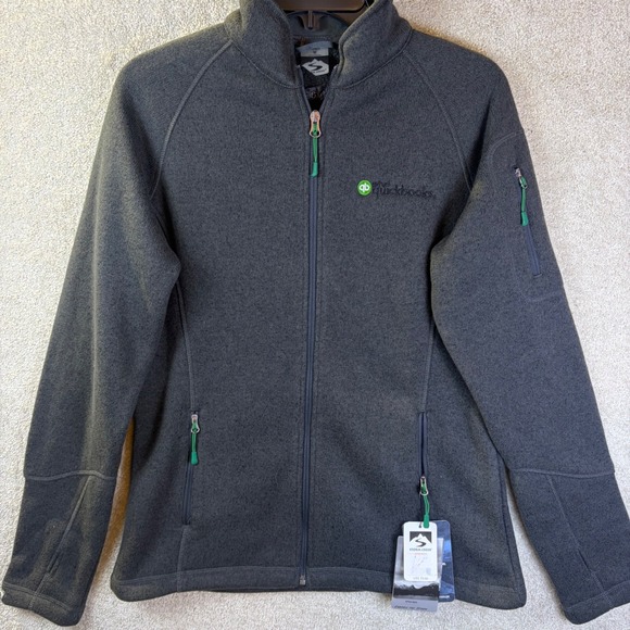 Storm Creek Fleece Jacket Women Medium Gray QuickBooks Logo Full Zip MSRP $70 - Picture 2 of 9